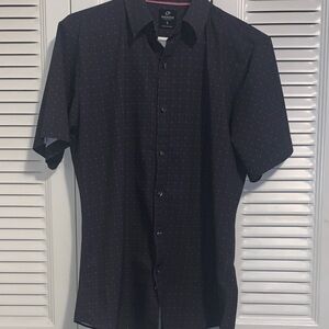Men's Dark Button Down Shirt with Subtle Pattern